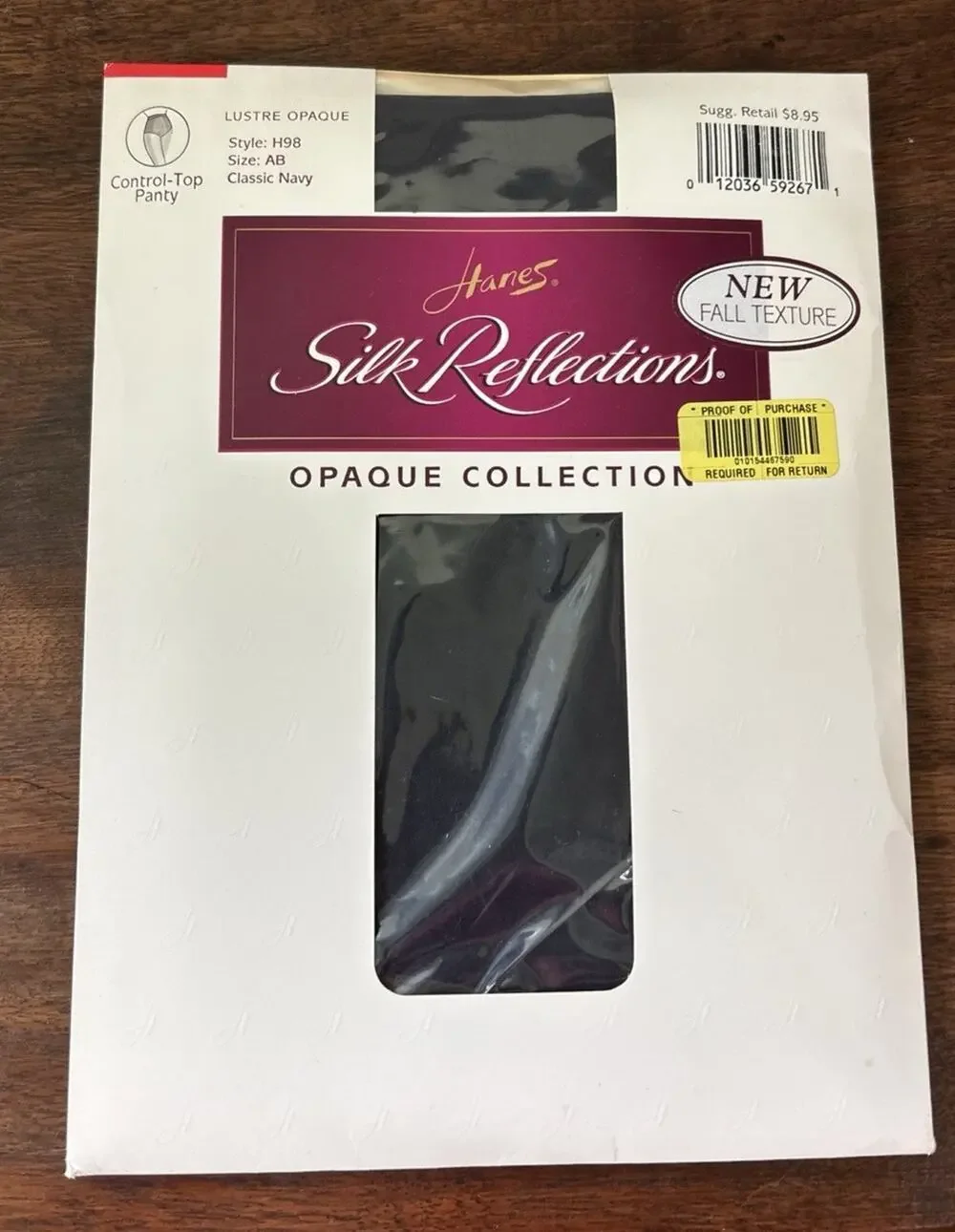 Hanes Silk Reflections Silky Opaque Control Top Pantyhose Navy Blue H98 Size AB